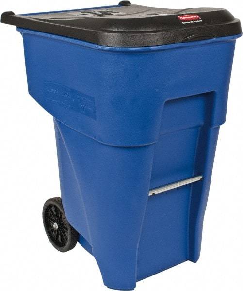 Rubbermaid - 95 Gal Blue Rectangle Trash Can - Polyethylene, 45.6" High x 35.4" Long x 27.3" Wide - Caliber Tooling