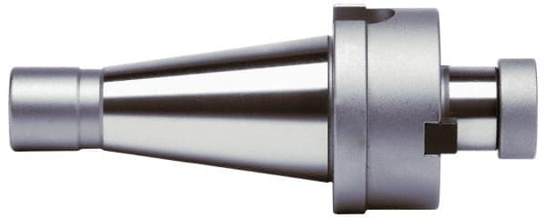 Accupro - NMTB40 Taper Shank 1/2" Pilot Diam Shell Mill Holder - 0.87" Flange to Nose End Projection, 1/4-28 Lock Screw, Through-Spindle Coolant - Exact Industrial Supply