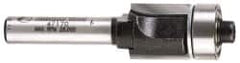 Amana Tool - 1/2" Cut Diam, 1/2" Length of Cut, 2 Flute Flush Trim Edge Profile Router Bit - Carbide-Tipped, 1/4" Shank Diam, 1-31/32" OAL, Uncoated - Caliber Tooling