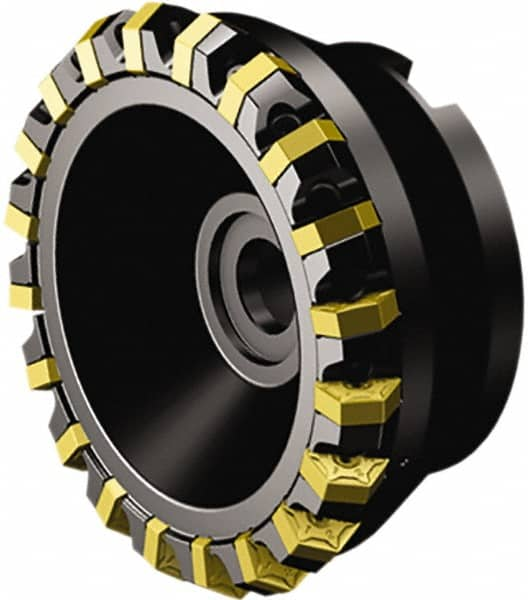 Sandvik Coromant - 125mm Cut Diam, 40mm Arbor Hole, 6mm Max Depth of Cut, 60° Indexable Chamfer & Angle Face Mill - 12 Inserts, HNEF 090508 Insert, Right Hand Cut, Series CoroMill S-60 - Caliber Tooling