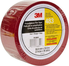 3M - 36 Yds. x 1", Red Polyethylene Film Tape - 483 Series, 5 mil Thick, 10 Lb./Inch Tensile Strength - Caliber Tooling