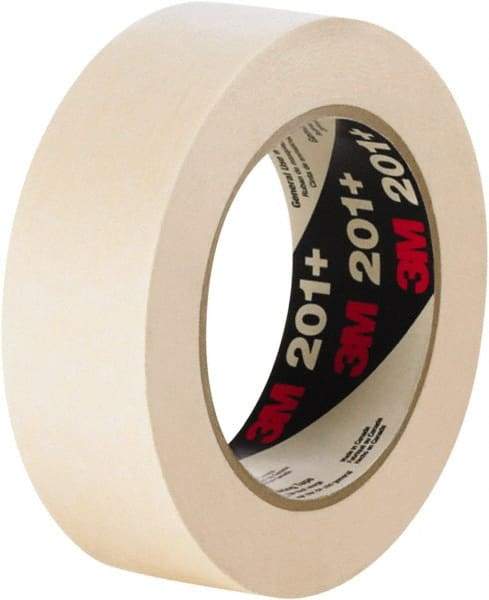 3M - 12mm Wide x 60 Yd Long Tan Paper Masking Tape - Series 201+, 4.4 mil Thick, 19 In/Lb Tensile Strength - Caliber Tooling