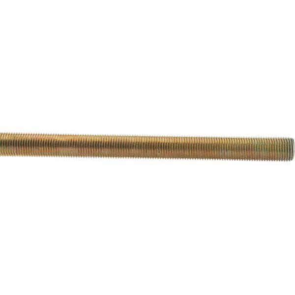 Value Collection - 1/2-20 UNF (Fine), 3' Long, Low Carbon Steel Threaded Rod - Yellow Zinc-Plated Finish - Caliber Tooling