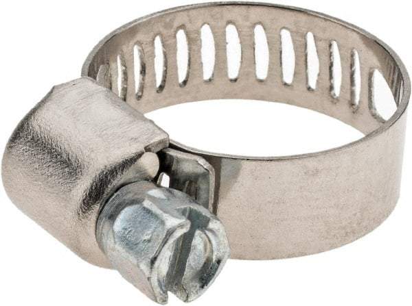 Value Collection - SAE Size 6, 7/16 to 25/32" Diam, Stainless Steel Worm Drive Clamp - 1/2" Wide - Caliber Tooling