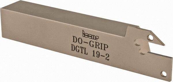 Iscar - External Thread, 0.69" Max Depth of Cut, 0.075" Min Groove Width, 4-1/2" OAL, Left Hand Indexable Grooving Cutoff Toolholder - 3/4" Shank Height x 3/4" Shank Width, DG.. Insert Style, DGT Toolholder Style, Series Do-Grip - Caliber Tooling