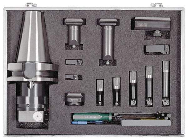 ETM - 2.48 Inch Body Diameter, Manual Single Cutter Boring Head - 0.24 to 4.92 Inch Bore Diameter, Integral Shank, Modular Connection Shank, MB50 - Exact Industrial Supply