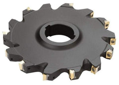 Iscar - Arbor Hole Connection, 3/4" Cutting Width, 1.81" Depth of Cut, 6" Cutter Diam, 1-1/2" Hole Diam, 12 Tooth Indexable Slotting Cutter - SDN Toolholder, QDMT 1205PDTN-HQ Insert - Caliber Tooling