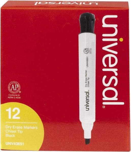 UNIVERSAL - Black, Chisel Tip, Dozen Dry Erase Markers - For Use with Dry Erase Marker Boards - Caliber Tooling