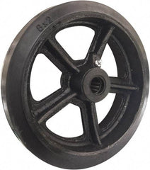 Value Collection - 8 Inch Diameter x 2 Inch Wide, Rubber on Cast Iron Caster Wheel - 600 Lb. Capacity, 5/8 Inch Axle Diameter, Roller Bearing - Caliber Tooling