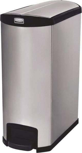 Rubbermaid - 24 Gal Rectangle Unlabeled Trash Can - 32.84" High x 27-1/8" Long, Chrome, Black, Metal - Caliber Tooling