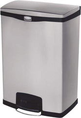 Rubbermaid - 24 Gal Rectangle Unlabeled Trash Can - 31.83" High x 21-3/4" Long, Chrome, Black, Metal - Caliber Tooling