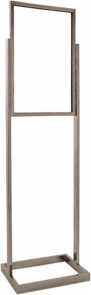 ECONOCO - 14 Inch Wide x 22 Inch High Sign Compatibility, Steel Square Frame Bulletin Sign Holder - Chrome, 56 Inch Holder Height, Holds 1 Sign - Caliber Tooling