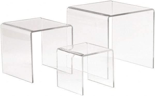 ECONOCO - 3, 4 & 5" High x 3, 4 & 5" Wide x 3, 4 & 5" Deep, Display Riser Plastic Shelving - Clear - Caliber Tooling