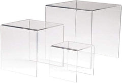 ECONOCO - 4, 6 & 8" High x 4, 6 & 8" Wide x 4, 6 & 8" Deep, Display Riser Plastic Shelving - Clear - Caliber Tooling