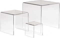 ECONOCO - 3, 5 & 7" High x 3, 5 & 7" Wide x 3, 5 & 7" Deep, Display Riser Plastic Shelving - Clear - Caliber Tooling