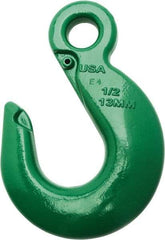 Campbell - 8,800 Lb Capacity, Chain Grade 100, Alloy Steel Eye Hook - 5.09" Reach, 13/16" Eye ID, 7" OAL, Painted Green - Caliber Tooling