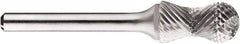 SGS Pro - 1/2" Cut Diam, 1/4" Shank Diam, Cylinder with Radius Head Double Cut Burr - Carbide, Radius End, 1" LOC, 1" OAL - Caliber Tooling