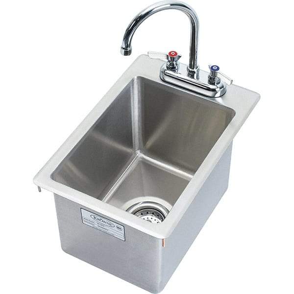 Krowne - 14" Long x 10" Wide Inside, 1 Compartment, Grade 304 Stainless Steel Drop In Sink - 20 Gauge, 9" Long x 12" Wide x 18" High Outside, 9" Deep - Caliber Tooling