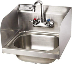 Krowne - 14" Long x 10" Wide Inside, 1 Compartment, Grade 304 Stainless Steel Hand Sink with Side Support - 20 Gauge, 14" Long x 16" Wide x 15" High Outside, 6" Deep - Caliber Tooling