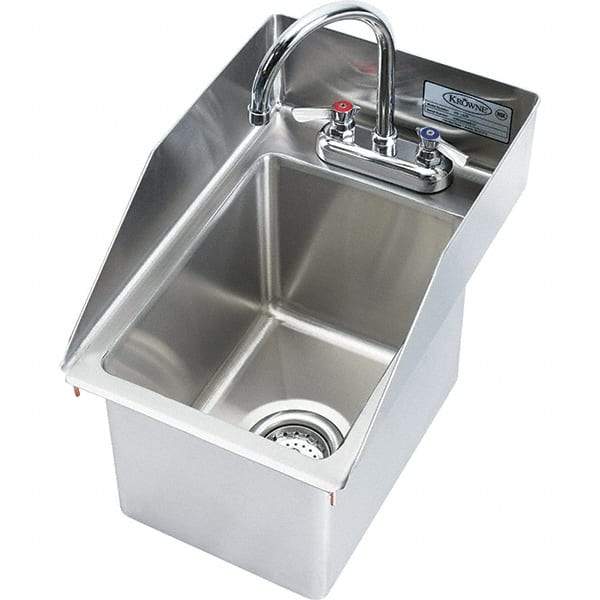 Krowne - 9" Long x 10" Wide Inside, 1 Compartment, Grade 304 Stainless Steel Drop In Sink - 20 Gauge, 18" Long x 12" Wide x 15" High Outside, 9" Deep - Caliber Tooling