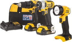 DeWALT - 20 Volt Cordless Tool Combination Kit - Includes 1/2" Drill/Driver, 1/4" Impact Driver & Work Light, Lithium-Ion Battery Included - Caliber Tooling