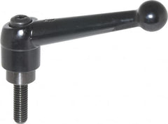 KIPP - 3/8-16, 0.98" Hub Diam, Zinc Die Cast (Steel Components) Threaded Stud Adjustable Clamping Lever - 1.18" Stud Length, 4-1/4" OAL, 2.64" High - Caliber Tooling