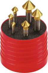 Walter-Titex - 6 Piece, 1/4 to 0.8071" Head Diam, 90° Included Angle, Single End Countersink Set - Caliber Tooling