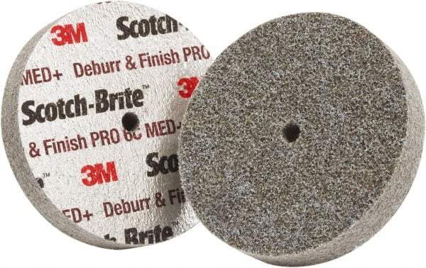 3M - 2" Diam, 1/8" Face Width, 1/4" Center Hole, Medium Grade, Ceramic Deburring Wheel - Unitized, Hard Density 6 Grade - Caliber Tooling