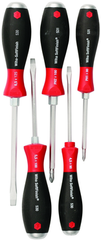 5 Piece - SoftFinish® Cushion Grip Extra Heavy Duty Screwdriver w/ Hex Bolster & Metal Striking Cap Set - #53075 - Includes: Slotted 4.5 - 6.5mm Phillips #1 - 2 - Extra Heavy Duty - Caliber Tooling