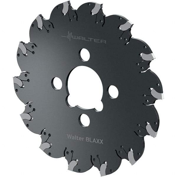 Walter - Arbor Hole Connection, 0.1181" Cutting Width, 0.7874" Depth of Cut, 80mm Cutter Diam, 0.6299" Hole Diam, 6 Tooth Indexable Slotting Cutter - F5055.B Toolholder, SX-3E Insert, Right Hand Cutting Direction - Caliber Tooling