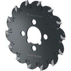 Walter - Arbor Hole Connection, 0.0591" Cutting Width, 25mm Depth of Cut, 100mm Cutter Diam, 0.8661" Hole Diam, 9 Tooth Indexable Slotting Cutter - F5055.B Toolholder, SX Insert, Right Hand Cutting Direction - Caliber Tooling