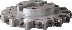 Seco - Shell Mount Connection, 0.63" Cutting Width, 2.4" Depth of Cut, 10" Cutter Diam, 2-1/2" Hole Diam, 14 Tooth Indexable Slotting Cutter - R335.25 Toolholder, LNHQ 1707, XNHQ 1707 Insert, Left Hand Cutting Direction - Caliber Tooling