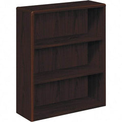 Hon - 3 Shelf, 43.38" High x 36" Wide Bookcase - 13-1/8" Deep, High-Pressure Laminate, Mahogany - Caliber Tooling