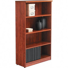 ALERA - 4 Shelf, 55" High x 31-3/4" Wide Bookcase - 14" Deep, Woodgrain Laminate, Medium Cherry - Caliber Tooling