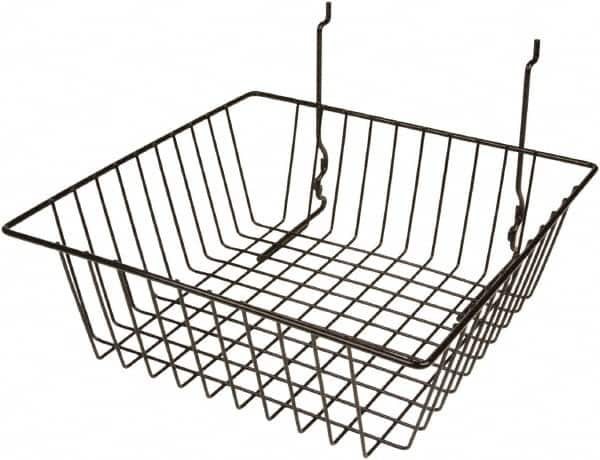 ECONOCO - 12" Deep, Square Steel Peg Board/Slatwall Basket - 12" Wide x 4" High - Caliber Tooling