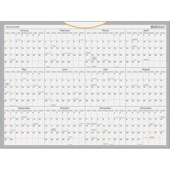 AT-A-GLANCE - 1 Sheet, 24 x 18", Erasable Wall Calendar - Gray, White & Orange - Caliber Tooling