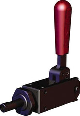 De-Sta-Co - 1,124.05 Lb Load Capacity, Flanged Base, Carbon Steel, Standard Straight Line Action Clamp - 2 Mounting Holes, 0.22" Mounting Hole Diam, 0.35" Plunger Diam, Straight Handle - Caliber Tooling