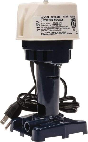 Little Giant Pumps - 1.2 Amp, 115 Volt, 1/30 hp, 1 Phase, Thermal Plastic Evaporative Cooler Pumps Machine Tool & Recirculating Pump - 9.3 GPM, 12 psi, 9" Overall Height, 4-1/2" Body Length, ABS Impeller, Open Fan Cooled Motor - Caliber Tooling