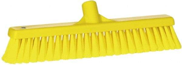 Vikan - 16" Fine Particle Synthetic Push Broom - 2" Bristle Length, Plastic Block, European Threaded Handle Connection - Caliber Tooling