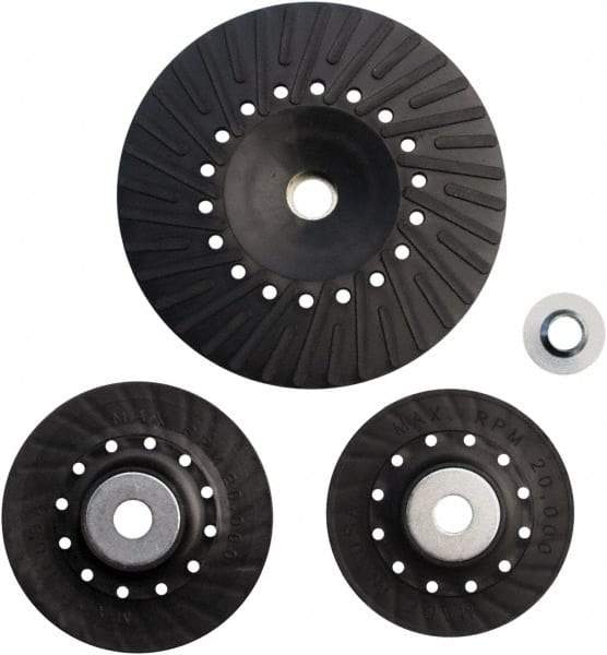 Made in USA - 7" Diam Locking Nut Disc Backing Pad - Medium Density, 10,000 RPM - Caliber Tooling