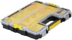 Stanley - 18-13/32" Wide x 13-29/32" High x 2-29/32" Deep, Shallow Small Parts Storage Box - Polypropylene Resin Frame, 10 Compartments, 3-1/4" Wide x 2" High x 5-3/8" Deep Bin - Caliber Tooling