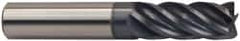 Accupro - 1/4", 5 Flute, Single End, Solid Carbide, 0.02" Corner Radius End Mill - 2-1/2" OAL, 37° Helix, Right Hand Flute, 3/4" LOC, Right Hand Cut - Caliber Tooling