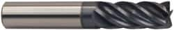 Accupro - 3/8", 5 Flute, Single End, Solid Carbide, 0.03" Corner Radius End Mill - 2-1/2" OAL, 37° Helix, Right Hand Flute, 1/2" LOC, Right Hand Cut - Caliber Tooling