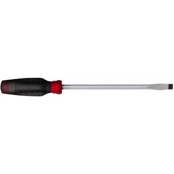 Slotted Screwdriver: 5/16″ Width, 12-1/2″ OAL, 8″ Blade Length 203mm Blade Length, Round Shank, Ergonomic Handle