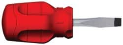 Slotted Screwdriver: 1/4″ Width, 3-3/4″ OAL, 1-1/2″ Blade Length 38mm Blade Length, Round Shank, Ergonomic Handle