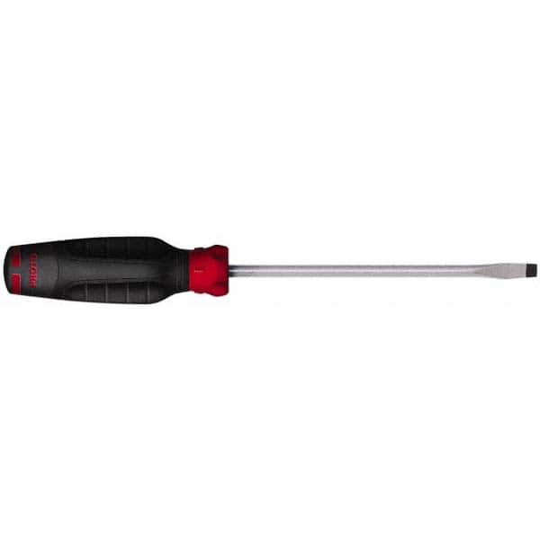 Slotted Screwdriver: 1/4″ Width, 8-1/4″ OAL, 4″ Blade Length 102mm Blade Length, Round Shank, Ergonomic Handle