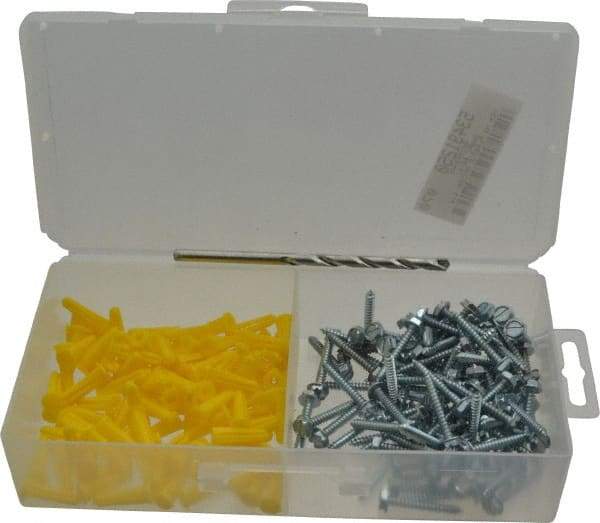 Value Collection - 200 Piece, #6 to 8 Screw, Plastic & Steel Hex Drive Anchor Assortment - Zinc Plated, 3/4" Long - Caliber Tooling