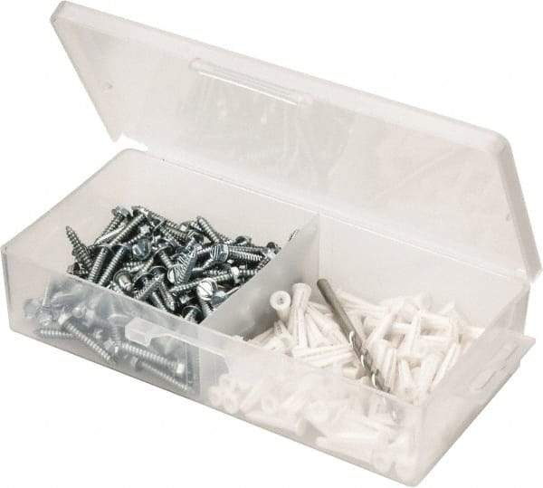 Value Collection - 200 Piece, #8 to 10 Screw, Plastic & Steel Hex Drive Anchor Assortment - Zinc Plated, 7/8" Long - Caliber Tooling