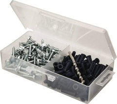 Value Collection - 200 Piece, #10 to 12 Screw, Plastic & Steel Hex Drive Anchor Assortment - Zinc Plated, 1" Long - Caliber Tooling