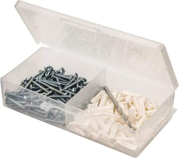 Value Collection - 200 Piece, #8 to 10 Screw, Plastic & Steel Slotted/Phillips Drive Anchor Assortment - Zinc Plated, 7/8" Long - Caliber Tooling